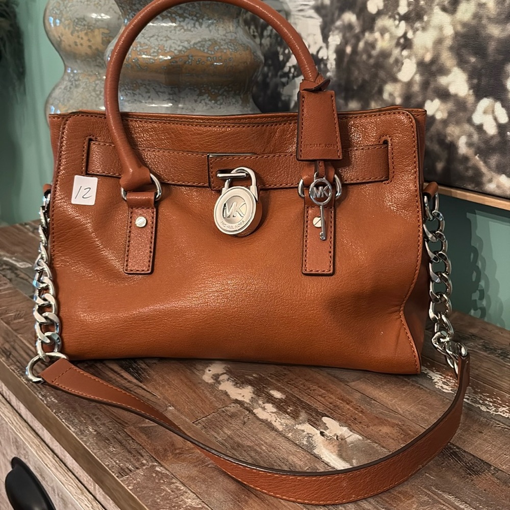 Michael Kors Tan Leather Satchel with Chain Strap